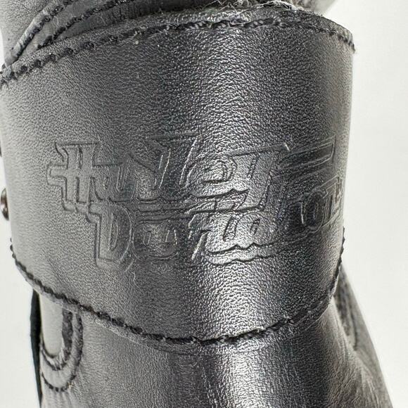 Harley Davidson Vintage Square Toe Harness Boots Cuban Heel Black Logo Size 8 - Picture 4 of 13